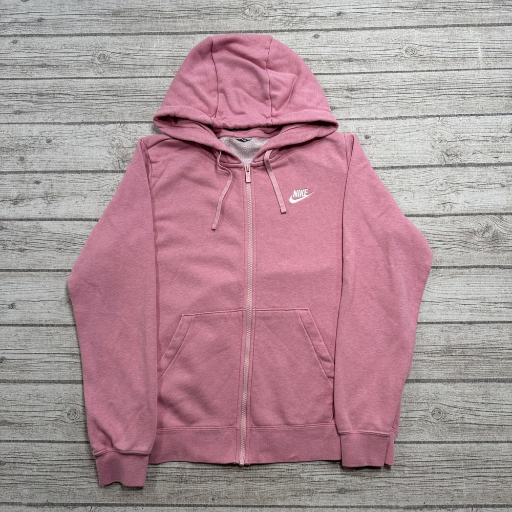 Nike Sportswear Hoodie Men's XL Pink Fleece Zip Up Swoosh Pullover Activewear